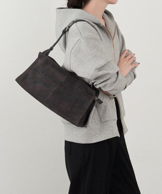 russet ステンシルデザインスエード横長ショルダーバッグ(CE-1640) Gray