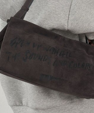 russet ステンシルデザインスエード横長ショルダーバッグ(CE-1640) Gray