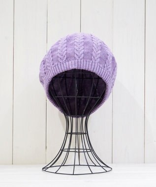 石田製帽 オーガニックコットン アラン編みベレー パープル