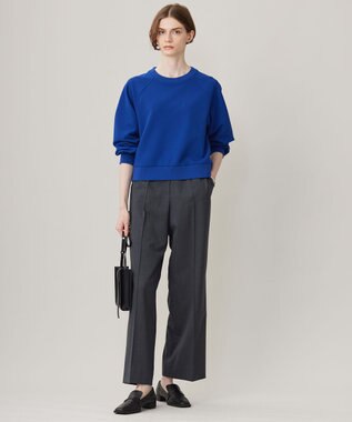 ICB 【洗える】Ｔ/Wブロード ワイドストレートパンツ チャコール系