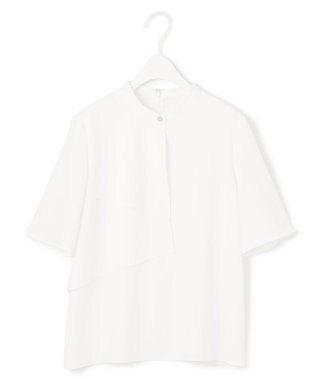 ICB 【洗える】ストレッチジョーゼット ラッフルデザインブラウス オフホワイト系