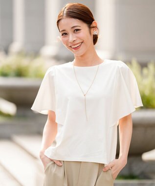 ANY SIS S 【シルクタッチさら魅せTシャツ】袖フレア プルオーバー アイボリー