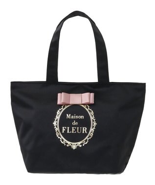 Maison de FLEUR EC限定フレームロゴサテンバッグ Black