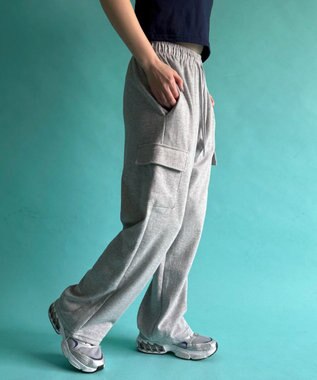 WEGO 【ウエストゴム】スウェットカーゴパンツ グレー