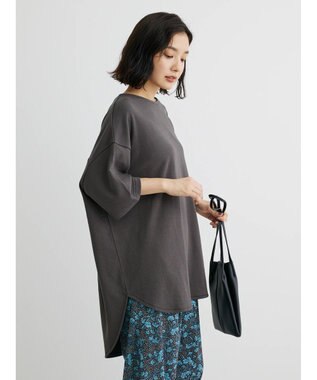 Green Parks ミニ裏毛バックカシュクール半袖チュニック Gray