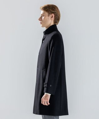 JOSEPH HOMME 【新素材】ライトウールシャギー　スタンドカラーシングルブレストコート ブラック系