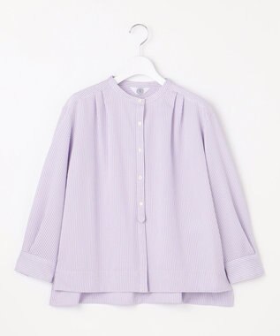 J.PRESS LADIES 【WEB限定カラーあり】ストライプジャカード バンドカラー カットソー ラベンダー系1