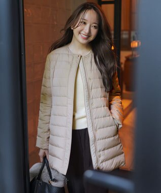 ANY SIS S 【2WAY】ノーカラーミドル ダウン ベージュ