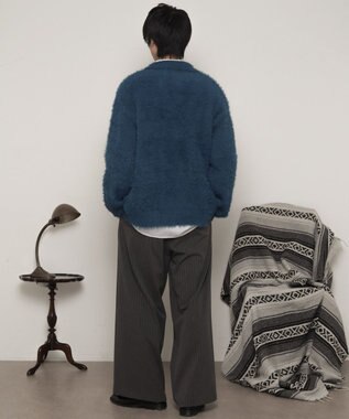 WEGO 【ユニセックス着用ITEM】フェザーニットボタンシャツ ブルー