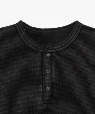 WEGO 【ユニセックス着用ITEM/MLサイズ展開】ワッフルヘンリーネックT（SS） ブラックその他