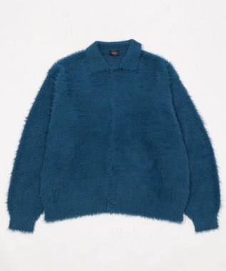 WEGO 【ユニセックス着用ITEM】フェザーニットボタンシャツ ブルー