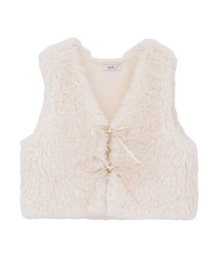 earth music&ecology フェイクファーショートジレ Ivory