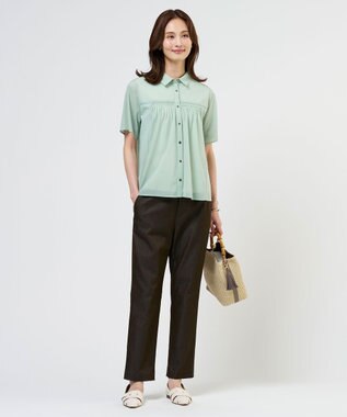 J.PRESS LADIES S シアードライトリコット シャツライク カットソー ソフトグリーン系