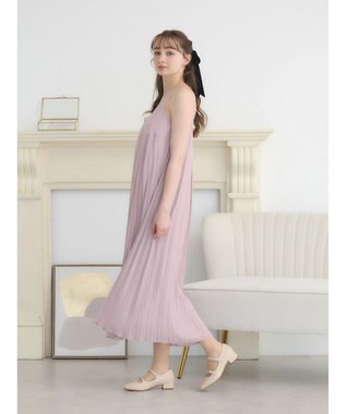 earth music&ecology ＳＥＴ２点　オーガンジー刺繍＋プリーツワンピース Pink