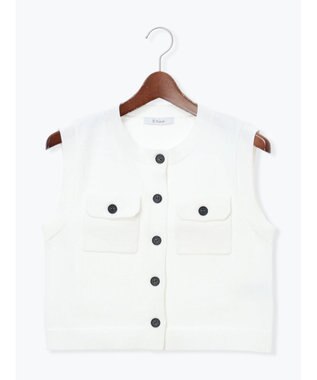 Te chichi ポケット付きニットベスト オフホワイト