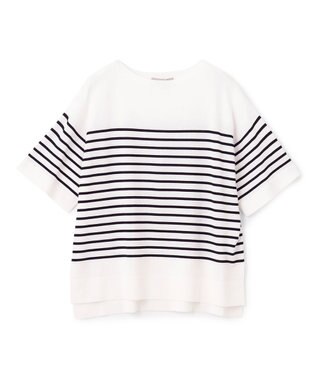 UNFILO スゴ機能 ハーフスリーブニットT オフ×ブラック