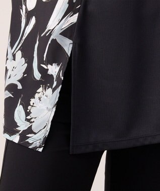 Chacott フラワープリントワンピースＴシャツ ブラック