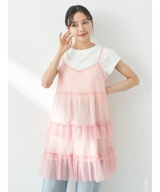 earth music&ecology チュールミニキャミワンピース Pink