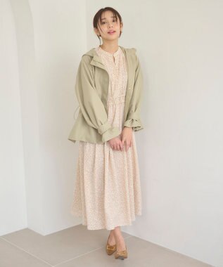 Feroux 【洗える】フラワープリントドロスト ワンピース ピンク系