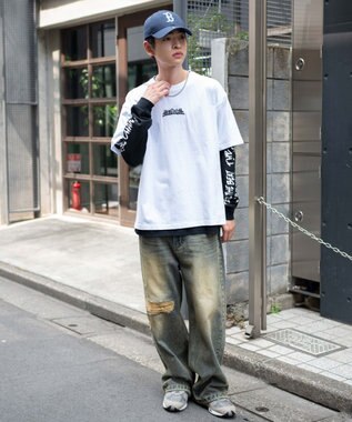 WEGO 【2点セット】アクセ付きアンサンブルグラフィックT（長袖） ホワイト