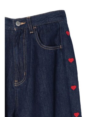 Green Parks ・Ｄｏｕｂｌｅ　Ｆｌａｇｓ　ハート刺繍フレアデニム Indigo