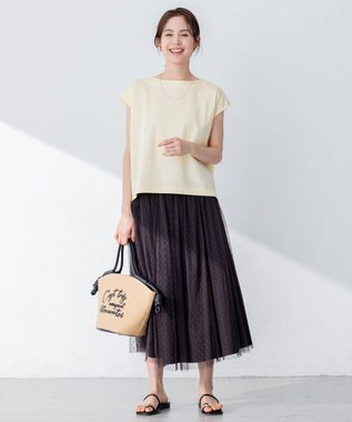 組曲 S 【洗える】シルケットポンチ ラウンドネックカットソー イエロー系