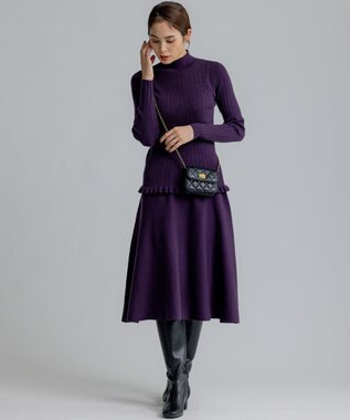 組曲 リブハイネック  ニット パープル系