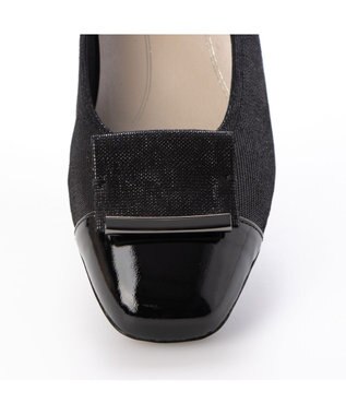 Riz raffinee <Riz raffinee>【3E】ローヒールスクエアパンプス ブラックメタリック