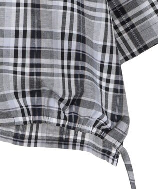 Green Parks 綿麻混裾ドロスト開襟シャツジャケット Check