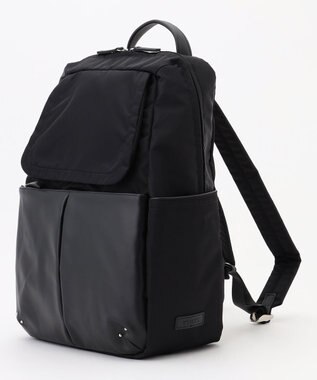 Y'SACCS NEWナイロン×レザーコンビシリーズ　前ポケットラージリュックサック ブラック
