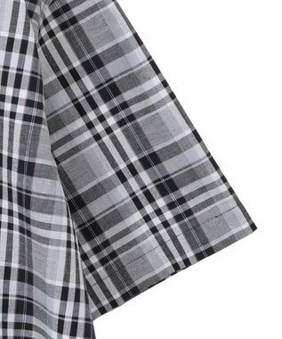 Green Parks 綿麻混裾ドロスト開襟シャツジャケット Check