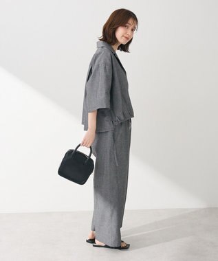 Green Parks 綿麻混裾ドロスト開襟シャツジャケット Gray Mixture