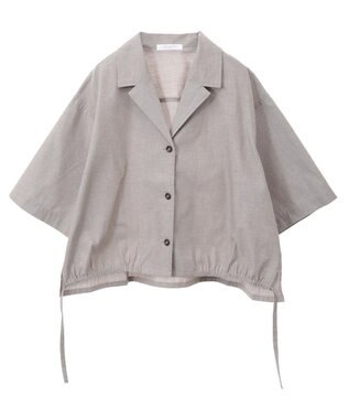 Green Parks 綿麻混裾ドロスト開襟シャツジャケット Light Beige