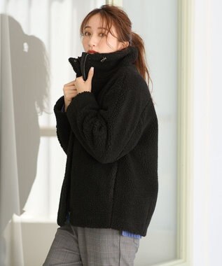 ANY 【洗濯機可能】ボアスタンドカラーブルゾン ブラック