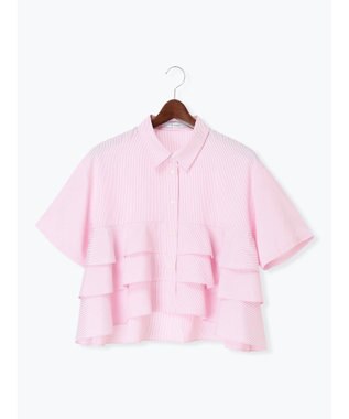 Te chichi 半袖ティアードフリルクロップトシャツ ピンク