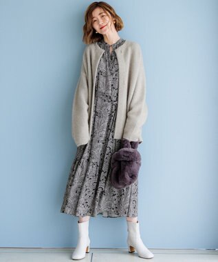 23区 フェイクファー チェーン バッグ グレー系