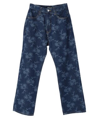 Green Parks ・Ｄｏｕｂｌｅ　Ｆｌａｇｓ　フラワー抜染ストレートデニム Indigo