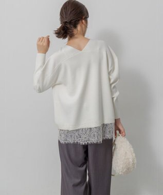 組曲 S レースモチーフニットプルオーバー アイボリー系