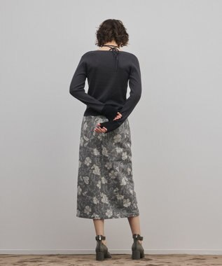 GRACE CONTINENTAL バイカラーリブニットトップ チャコール