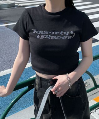 WEGO ラインストーンリブちびT ブラック