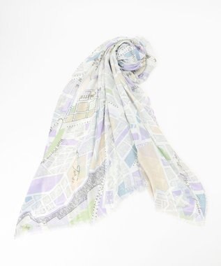 J.PRESS LADIES 【洗える】 MAP プリント ストール ベージュ系5