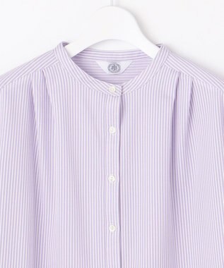 J.PRESS LADIES 【WEB限定カラーあり】ストライプジャカード バンドカラー カットソー ラベンダー系1