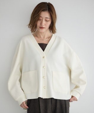 YECCA VECCA 金釦カットジョーゼットカーディガン Ivory