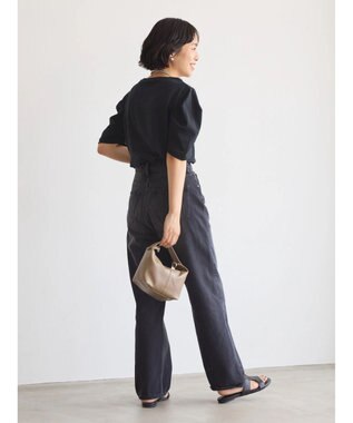 AMERICAN HOLIC 接触冷感タックスリーブ５分袖カットプルオーバー Black