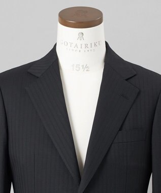 GOTAIRIKU 【御幸毛織】ドライスピナーツイルストレッチスーツ_ブラックストライプ ブラック系1