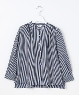 J.PRESS LADIES 【WEB限定カラーあり】ストライプジャカード バンドカラー カットソー ネイビー系2