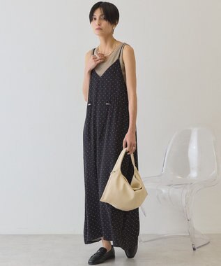 AMERICAN HOLIC サイドシャーリングVネックドットキャミワンピース Black