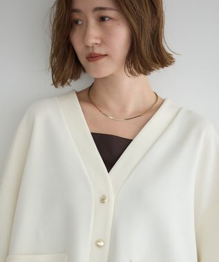YECCA VECCA 金釦カットジョーゼットカーディガン Ivory