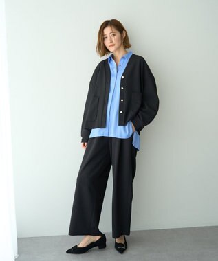 YECCA VECCA 金釦カットジョーゼットカーディガン Black