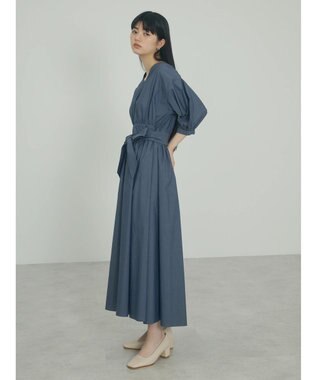 Green Parks ａ．ボリュームギャザーウエスト切替ワンピース Navy